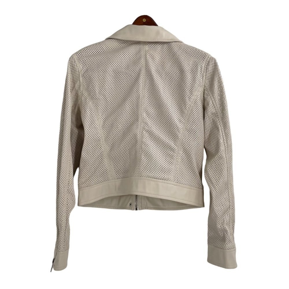 Blank NYC Imelda Cream Perforated Vegan Leather Moto Zip Jacket Womens Small - Picture 5 of 10
